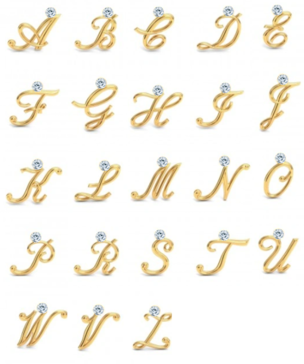 Złoty sekretnik z literką classic i czarnymi cyrkoniami