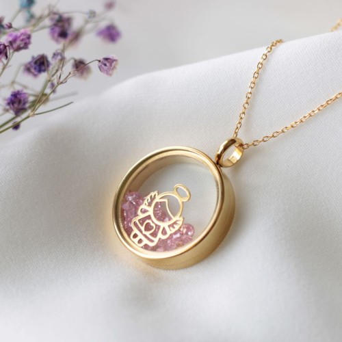 Sekretnik złoty naszyjnik z aniołkiem na chrzest komunię