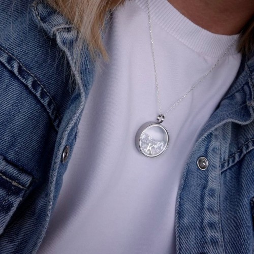 Srebrny sekretnik z białą cyrkonia personalizowany literką